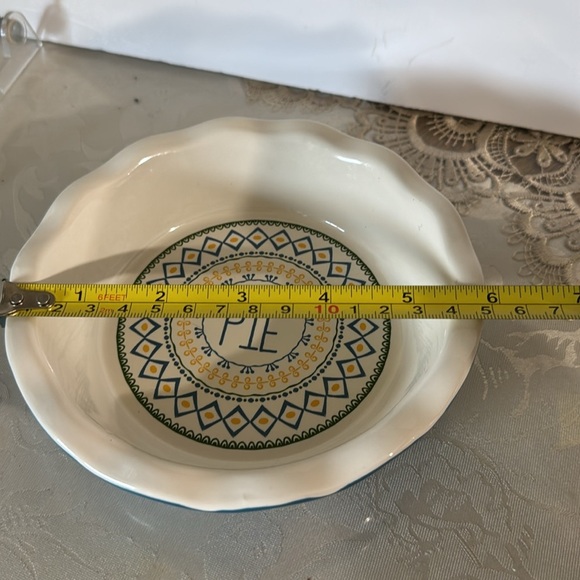 Celebrate It small Ceramic Pie Dish with Blue and Yellow Design 6” inch - Picture 4 of 4